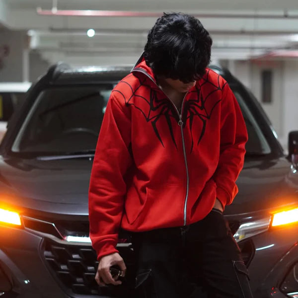 π·οΈ Red Spider Hoodie β Full Zip Mask Streetwear