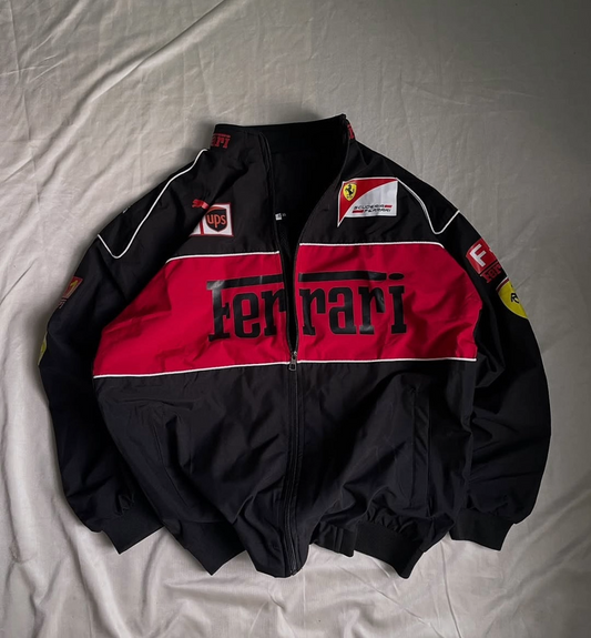 Lumor Black Ferrari Racing Jacket – Premium Motorsport Streetwear