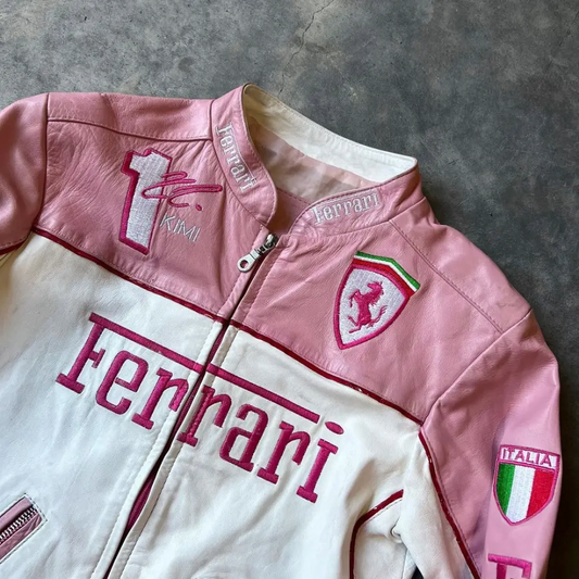 Exclusive Pink Ferrari Leather Jacket – Limited Edition