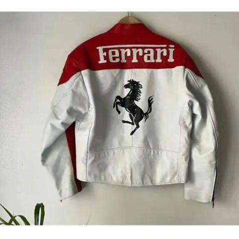 Ferrari Racing White Leather Jacket – Motorsport Classic