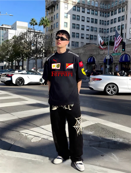 Ferrari Black Street Icon Tee – Motorsport Inspired