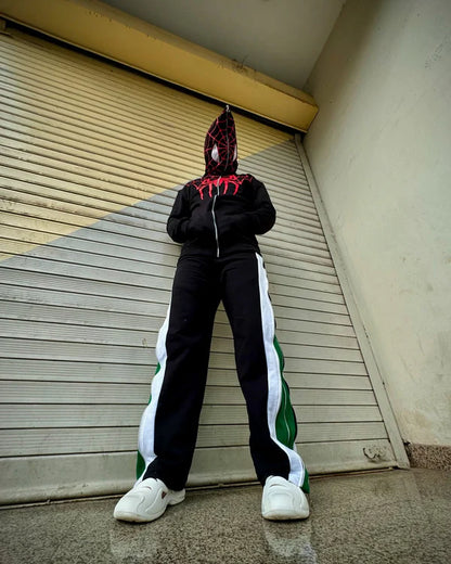 🔥 Spider Web Zip Hoodie – Bold Streetwear Mask Hoodie