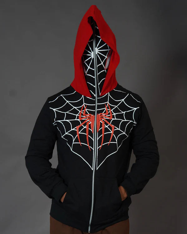 Red & Black Web Hoodie – Viral Streetwear Fit