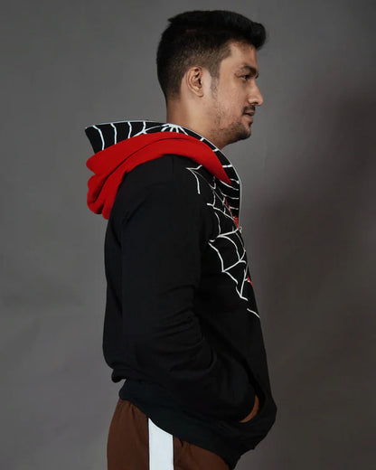 Red & Black Web Hoodie – Viral Streetwear Fit