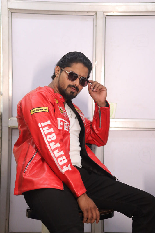 Lumor Red F1 Vintage Racing Leather Jacket – Motorsport Streetwear