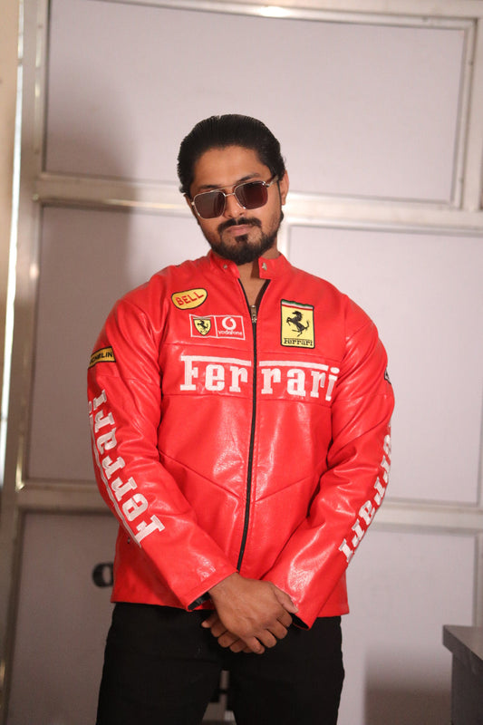 Lumor Red F1 Vintage Racing Leather Jacket – Motorsport Streetwear