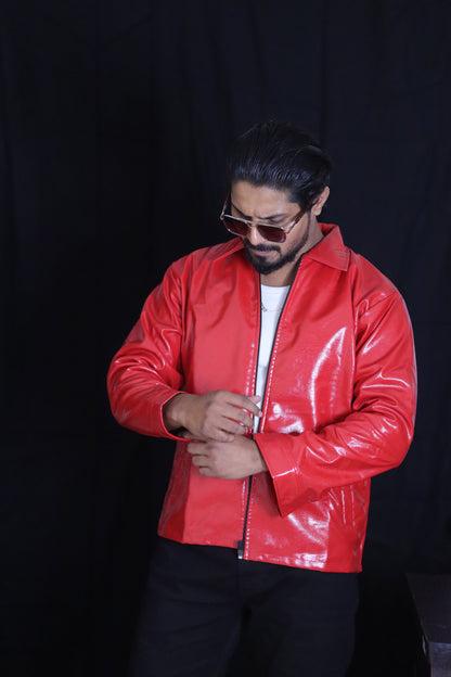 Lumor Classic Cherry Red Unisex Leather Jacket