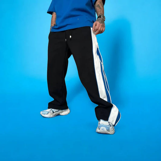 Zip Trip Baggy Track Pants – Streetwear Essential
