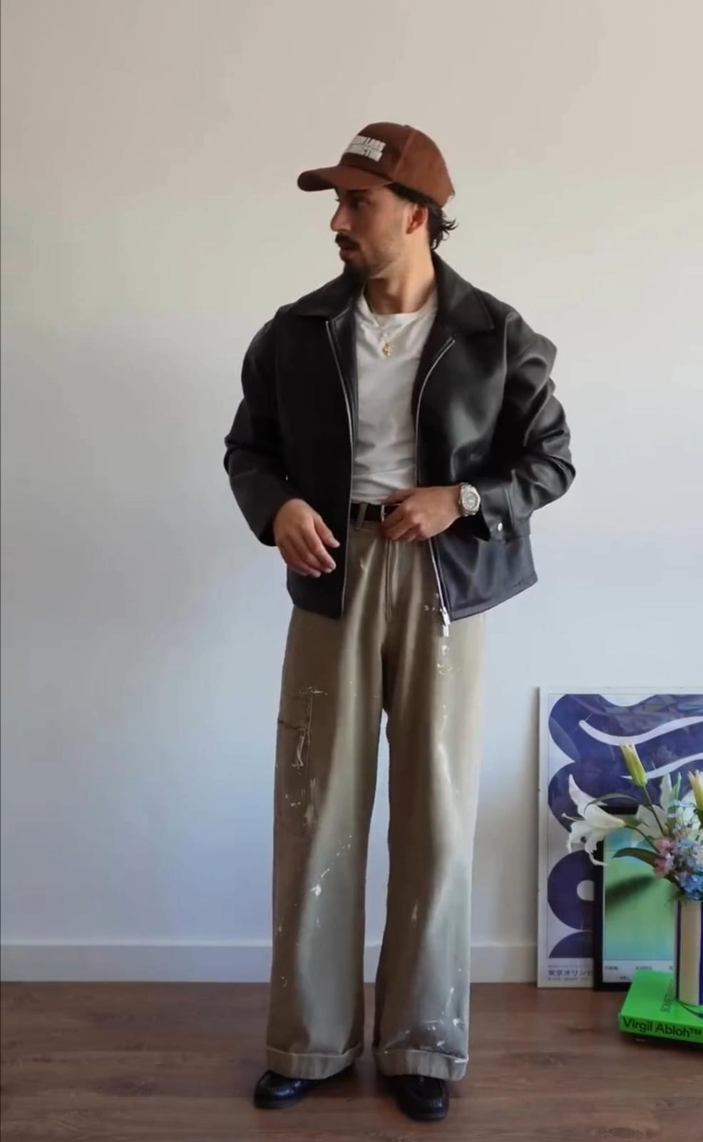 Lumor Black Faux Leather Bomber Jacket for Men