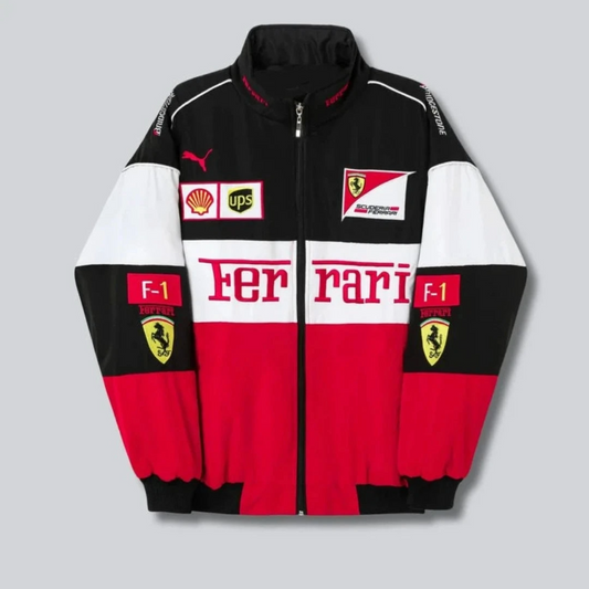 Ferrari F1 Speed Enthusiast White-Red Racer Jacket