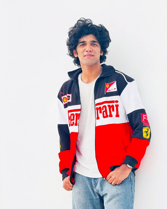 Ferrari F1 Speed Enthusiast White-Red Racer Jacket