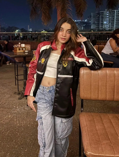 Ferrari F1 Leather Racing Jacket – Classic Motorsport Elegance