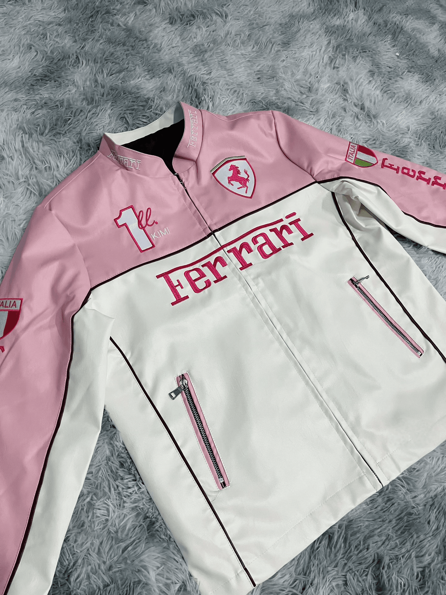 Exclusive Pink Ferrari Leather Jacket – Limited Edition