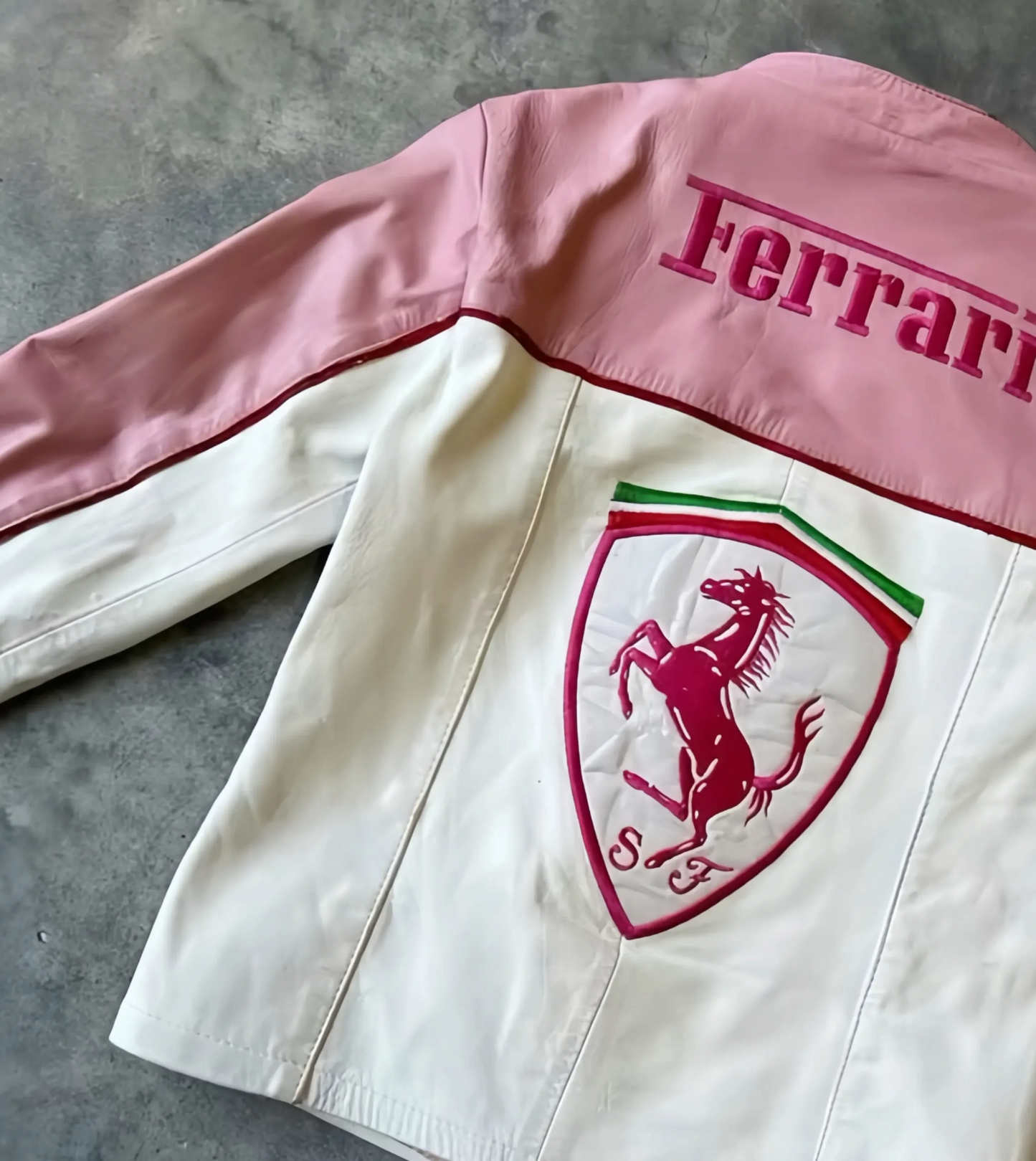 Exclusive Pink Ferrari Leather Jacket – Limited Edition