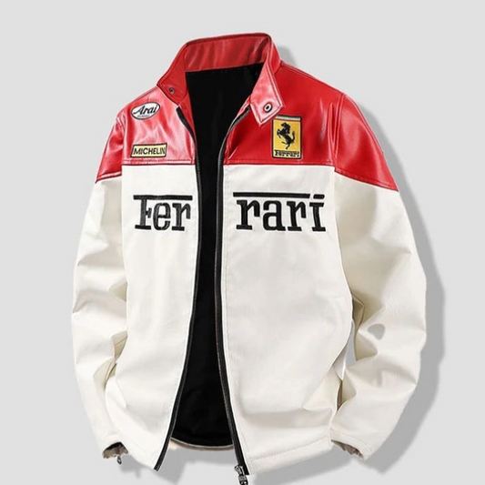 Ferrari Racing White Leather Jacket – Motorsport Classic