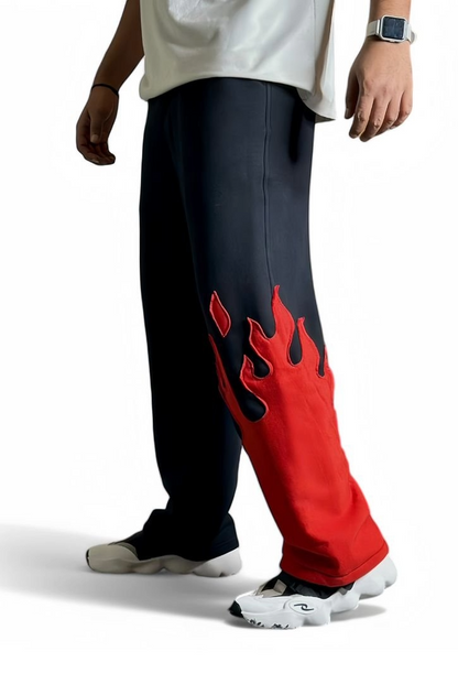 Red Fire Flame Baggy Trackpant – Unisex Streetwear Essential