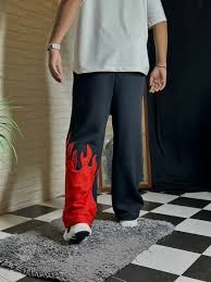 Red Fire Flame Baggy Trackpant – Unisex Streetwear Essential