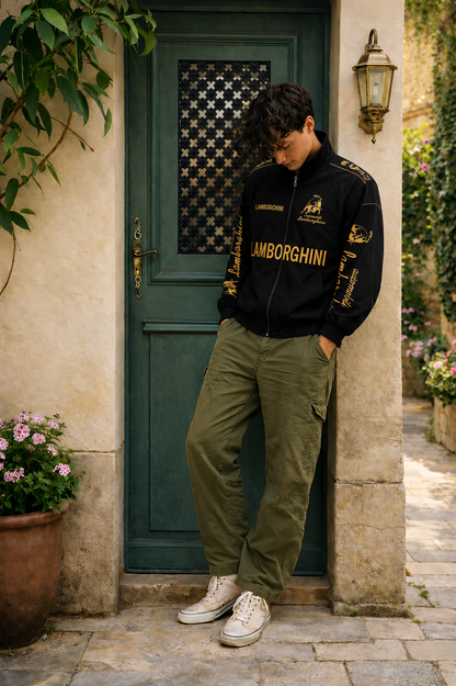 Midnight Lamborghini Racing Jacket – Premium Streetwear Edition